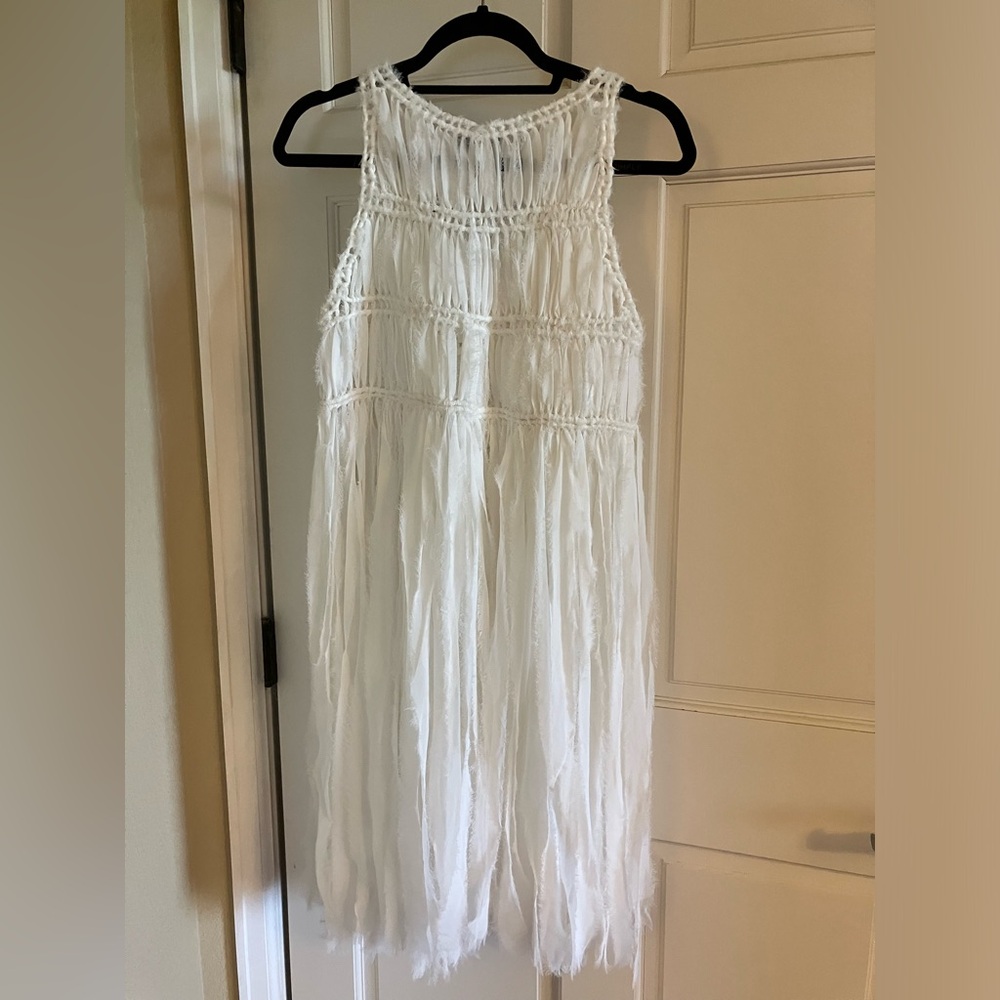 ASOS white crochet fringe top